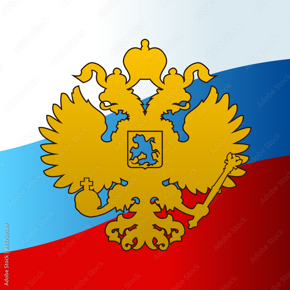 Obraz premium Russian coat of arms double-headed eagle emblem. Symbol