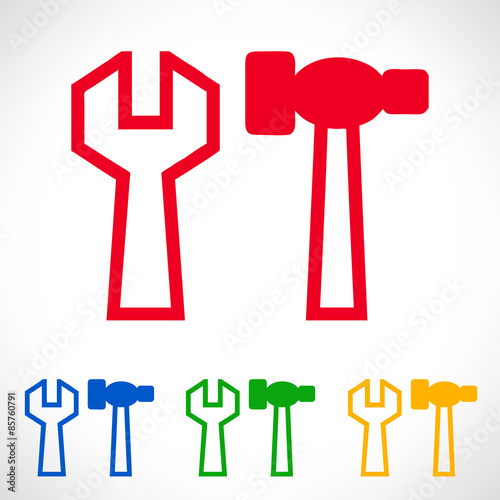 Tools - hammer and spanner symbol. Vector illustration.