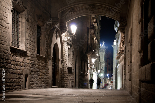 old down part in night with brick road