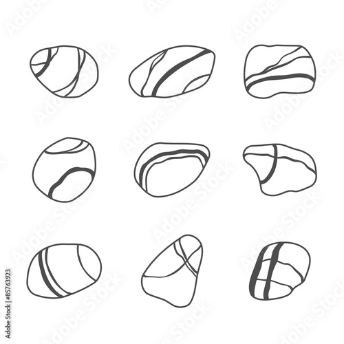 Vector icon set of sea stones