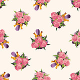 flower bouquet , cartoon seamless pattern background