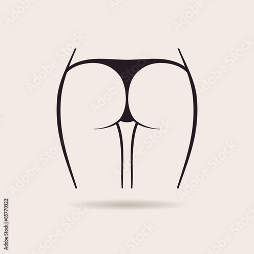 Sexy panties icon. Vector women ass in thong