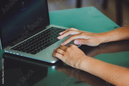 Female hands typing, businesswoman using laptop