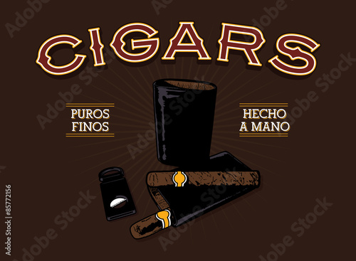 Vintage Luxury Cigar Advertisement Vector Graphic Illustration or Background