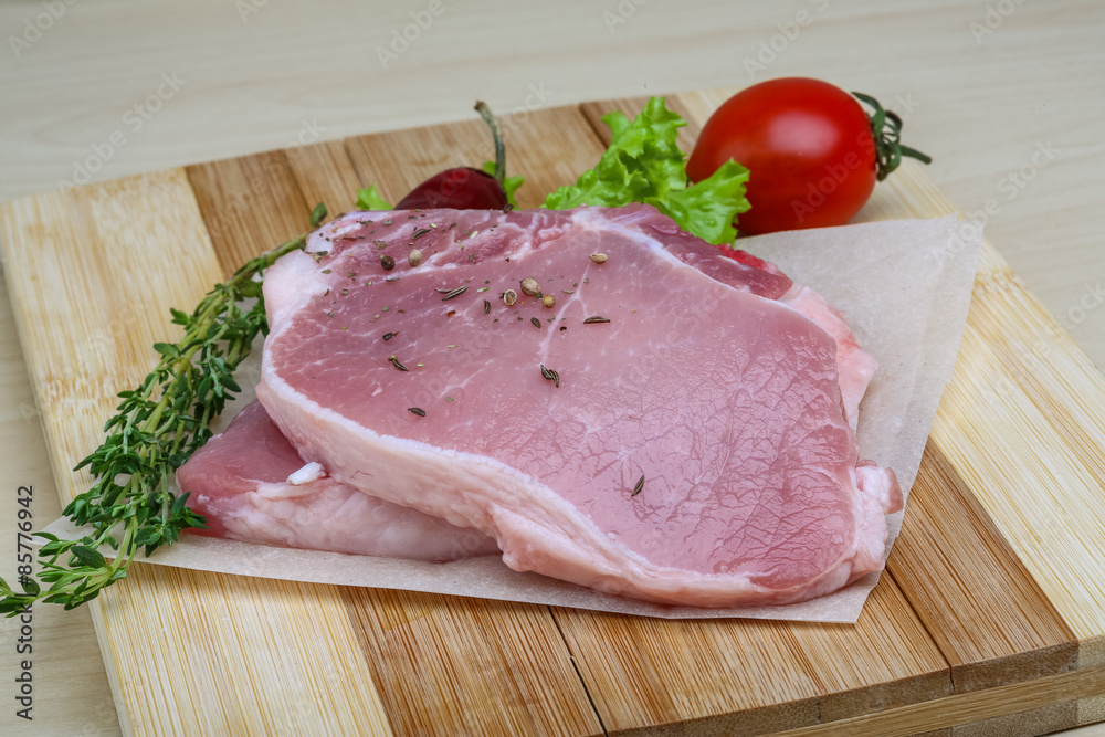 Raw pork steak