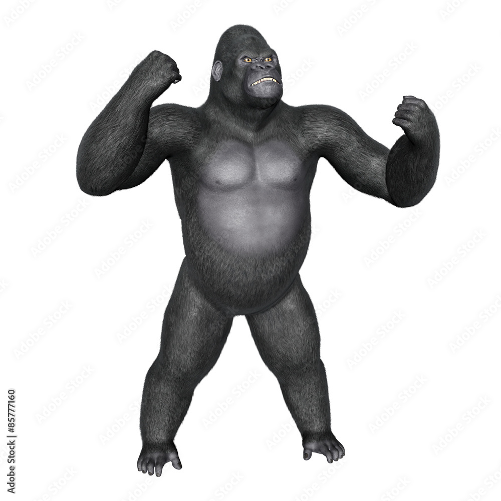 Angry gorilla fighting - 3D render