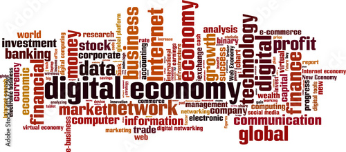 Digital economy word cloud concept. Vector illustration