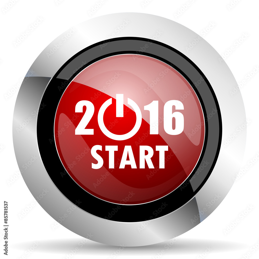 year 2016 red glossy web icon