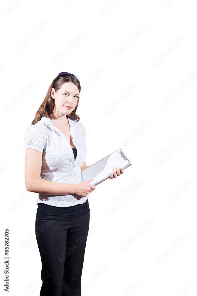 Young Semi-Professional Female Holding Clipboard Young Semi-Professional Female Holding Clipboard