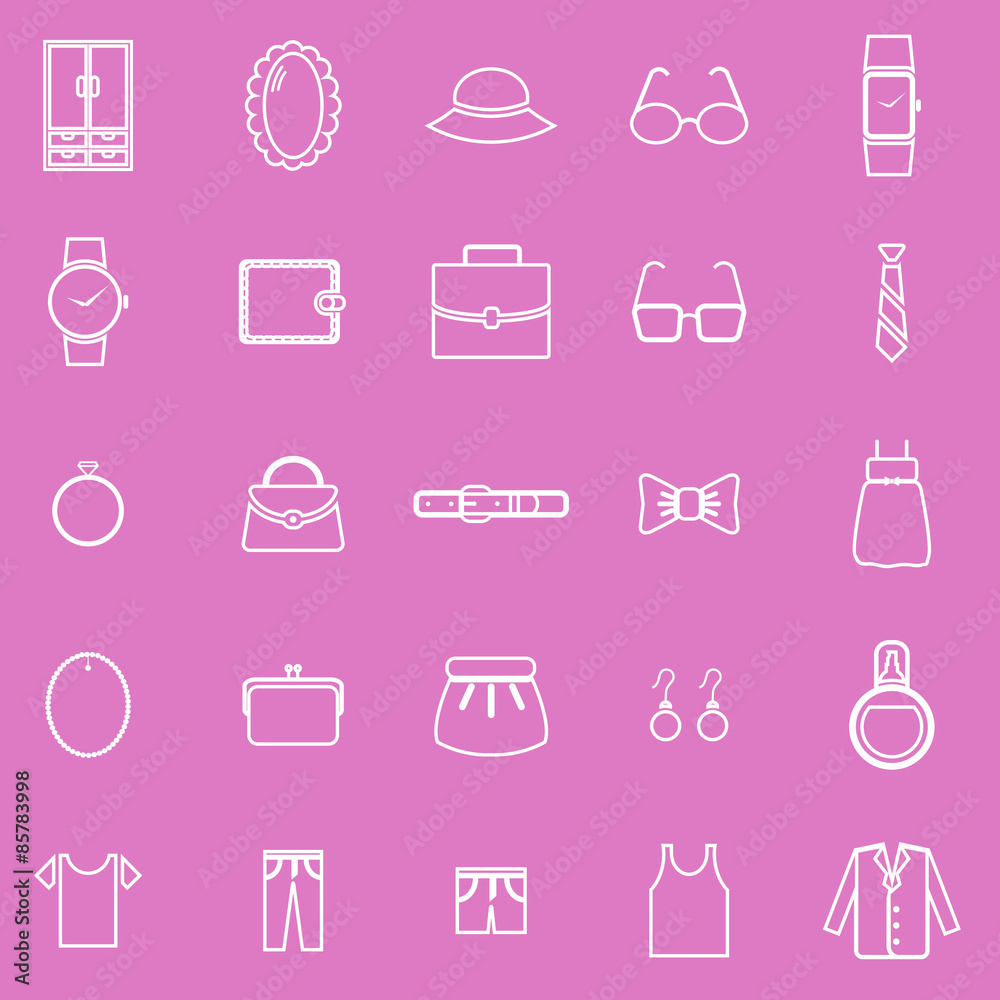 Dressing line icons on pink background Dressing line icons on pink background