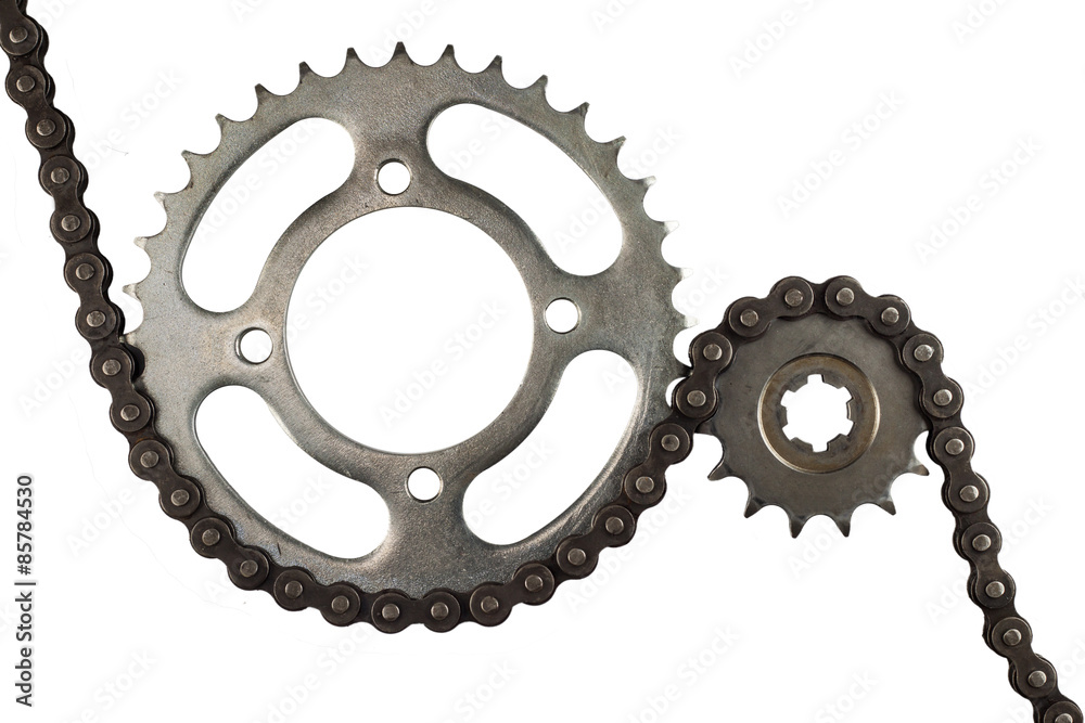 Obraz premium Roller chains with sprockets for motorcycles