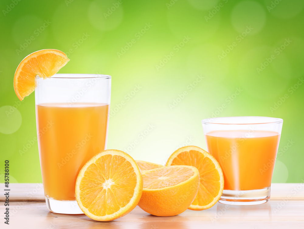 Orange juice on wood Orange juice on wood