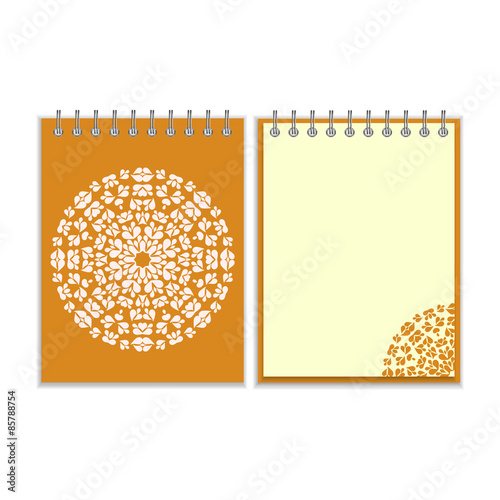 Orange cover notebook with round pattern