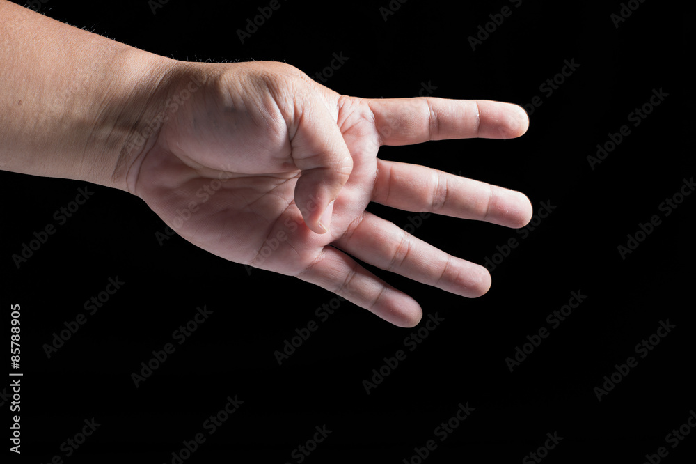 hand on black background with difference act