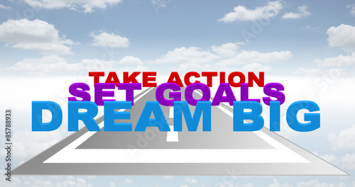 dream goals action up on the sky