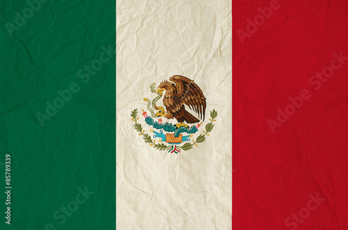Flag of the Mexico with vintage old paper photo