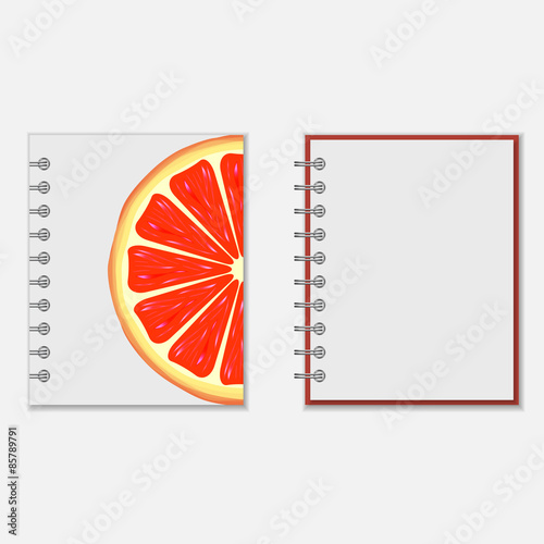 Notebook cover design with bright grapefruit