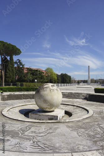 Fountain of the Sphere, Stadio dei Marmi sports stadium built in the 1920's Foro Italico, Rome Italy photo