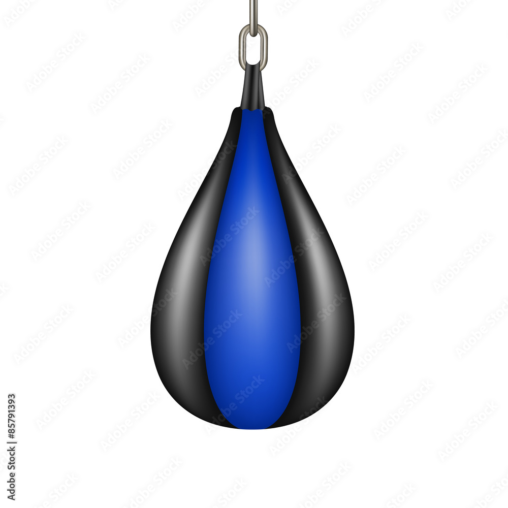 Punching bag for boxing in black and blue design