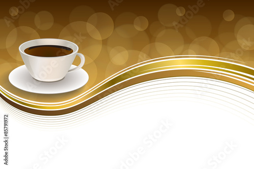 Abstract background coffee cup brown gold ribbon frame 