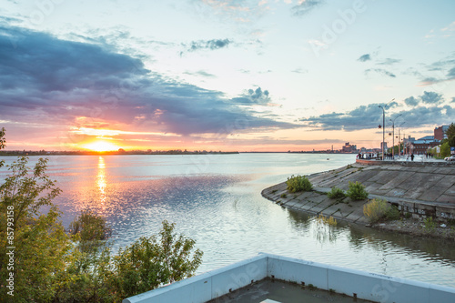 Embankment of Tomsk city in summer. Russia