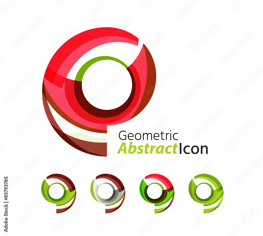 Set of abstract geometric company logo ring, circle
