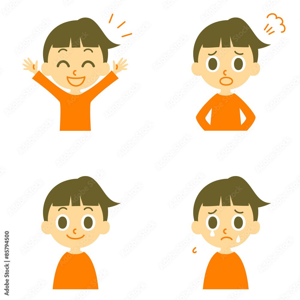 女の子の表情 笑顔 喜び 怒り 涙 Stock Vector Adobe Stock