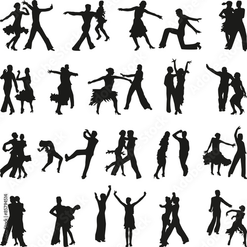 dance people silhouette vector