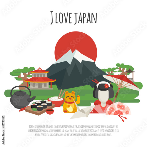 Japanese tradition Symbols Poster