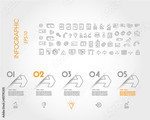linear infographic outline arrows