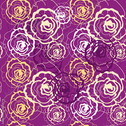 Vector abstract decorative vintage vivid wave and flowers pattern