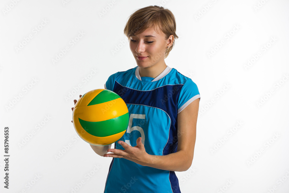 Young sport woman with volleyball ball isolated Young sport woman with volleyball ball isolated