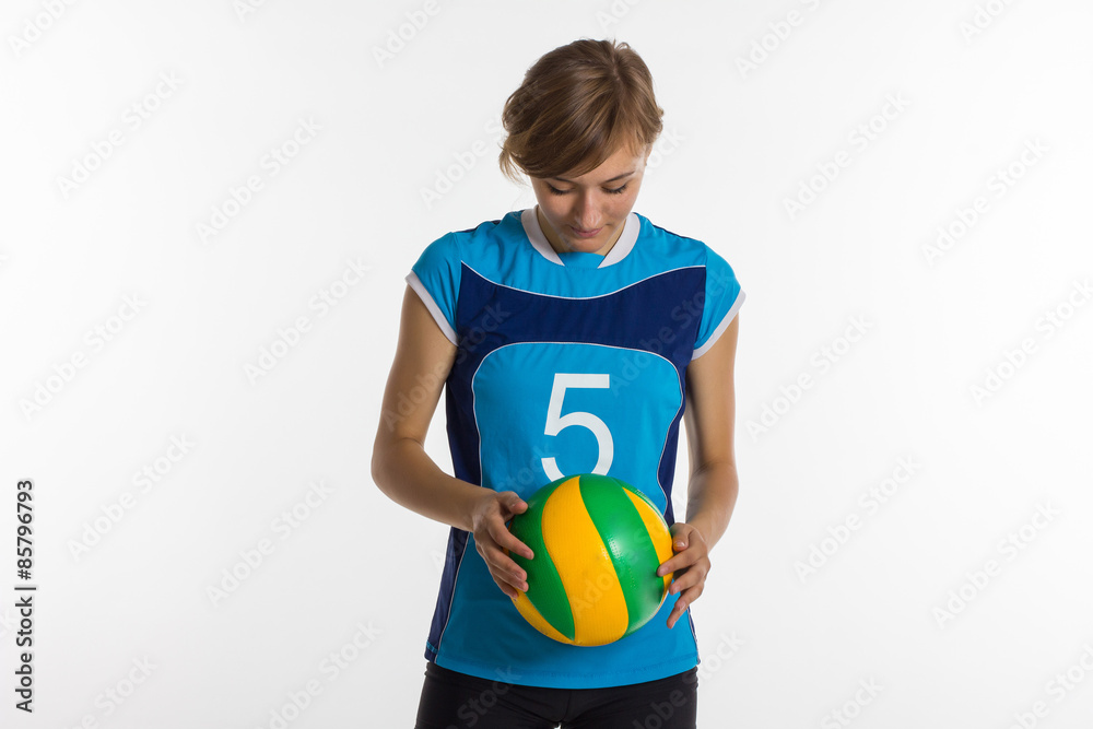 Young sport woman with volleyball ball isolated Young sport woman with volleyball ball isolated