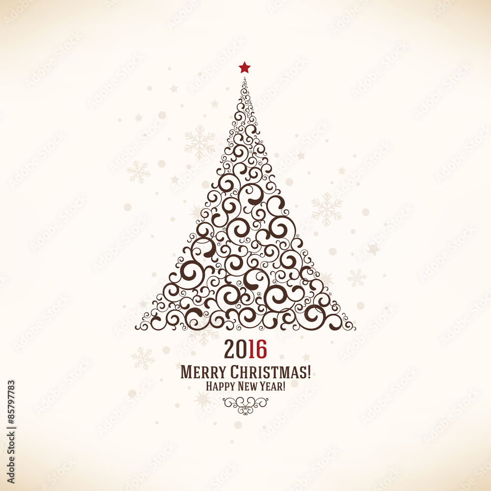 Christmas and New Year. Vector greeting card Christmas and New Year. Vector greeting card