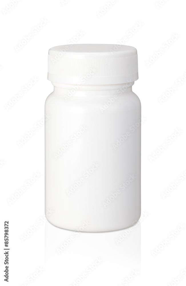 くすりのボトル/プラスチック製の白い薬の容器クリッピングパス付き