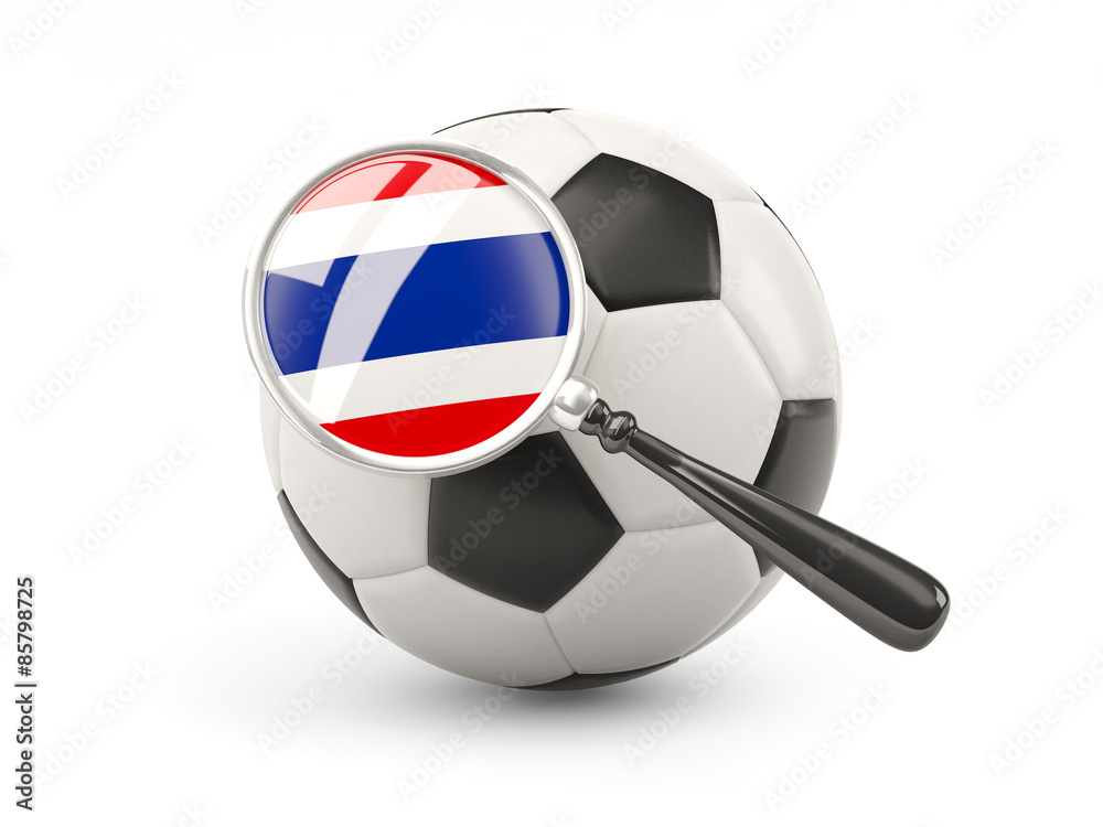 Obraz premium Football with magnified flag of thailand