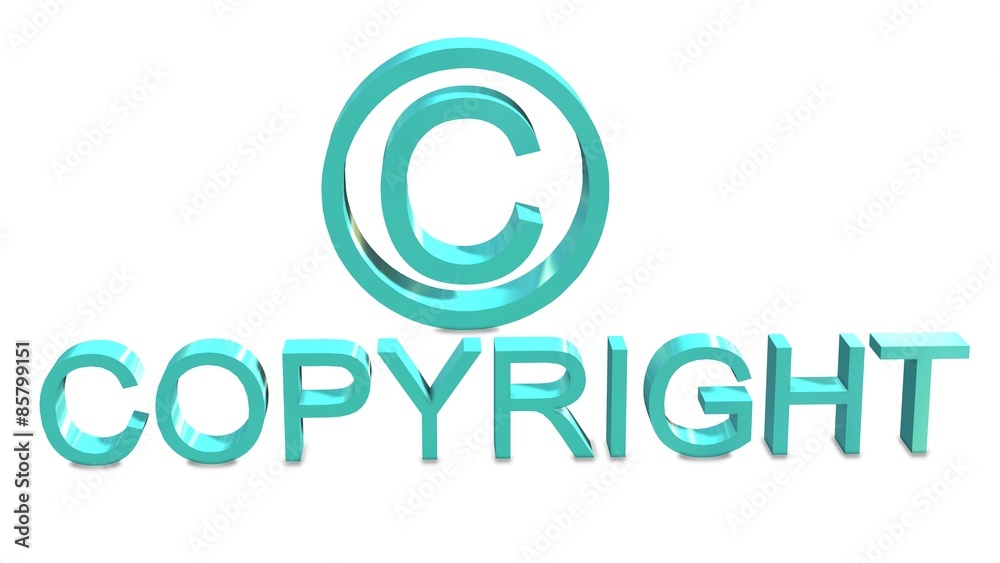 Copyright sign and lettering isolated on white background