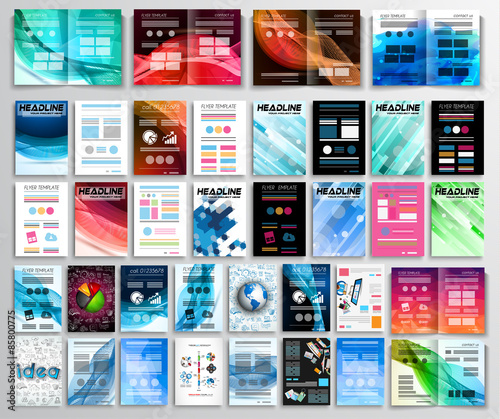 Set of Flyers, background, infographics, brochures, business cards