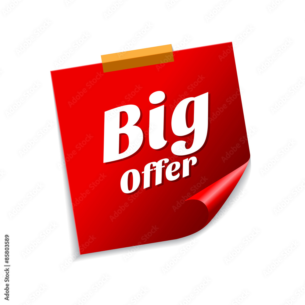 Big Offer Red Sticky Notes Vector Icon Design Big Offer Red Sticky Notes Vector Icon Design