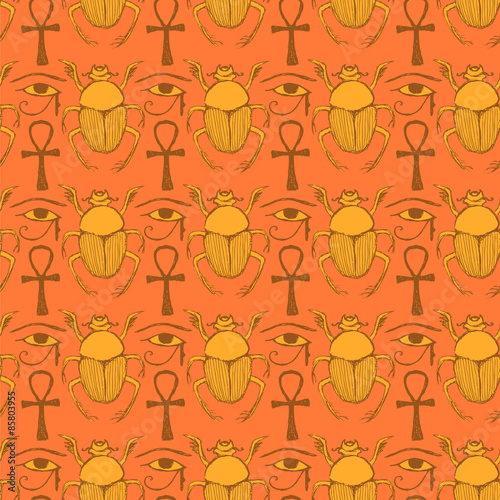 Sketch Egyptian symbols in vintage style