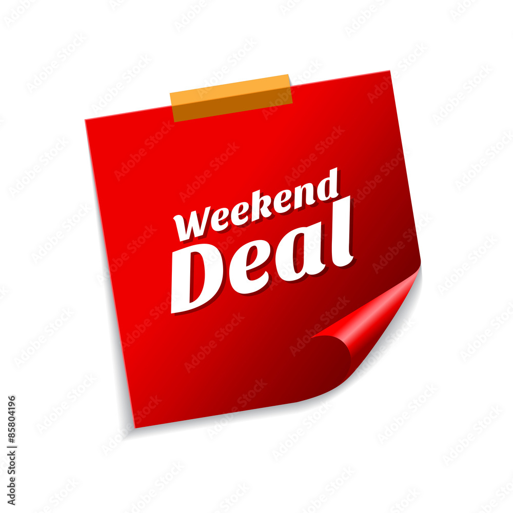 Weekend Deal Red Sticky Notes Vector Icon Design Weekend Deal Red Sticky Notes Vector Icon Design