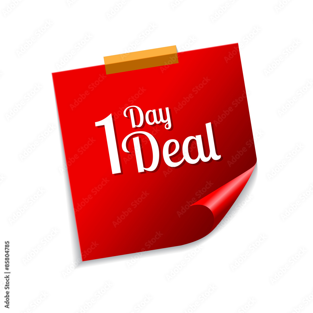 1 Day Deal Red Sticky Notes Vector Icon Design 1 Day Deal Red Sticky Notes Vector Icon Design