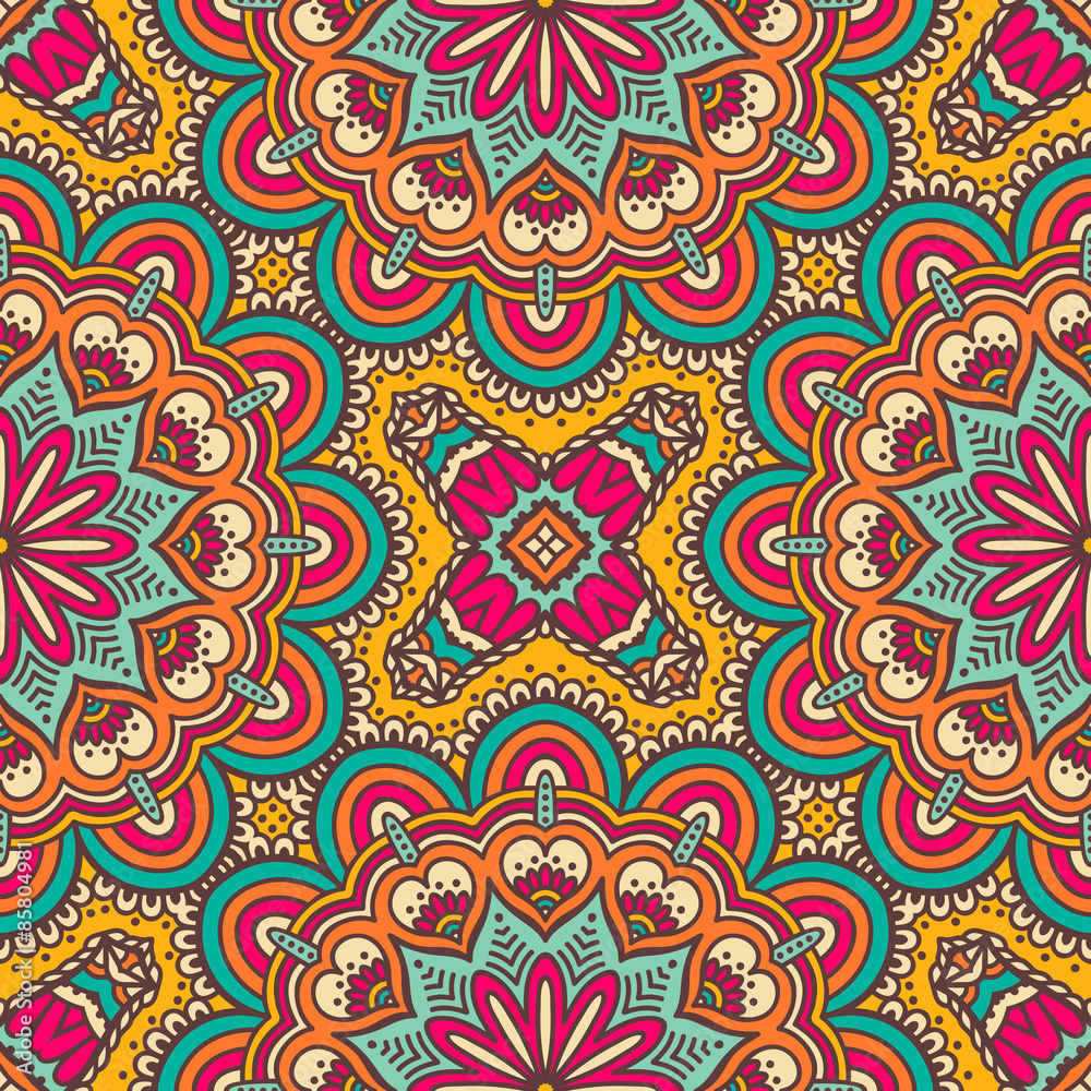 Ethnic floral seamless pattern