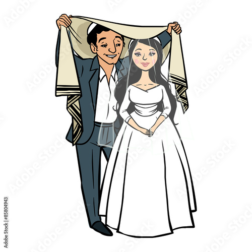 jewish newlyweds.vector illustration