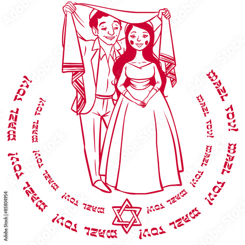 jewish newlyweds.vector illustration