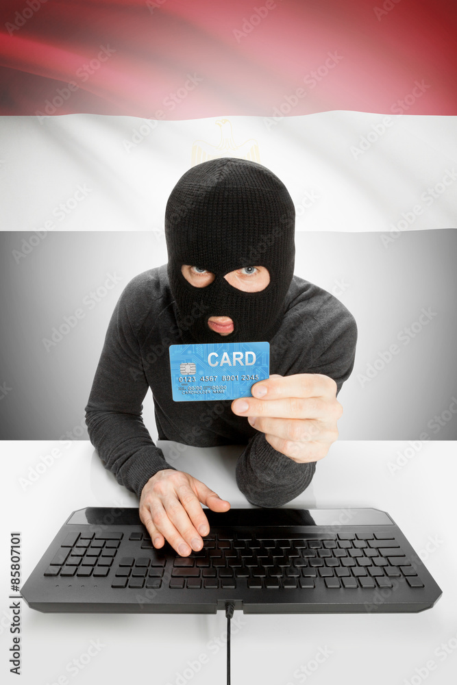 Cybercrime concept with national flag on background - Egypt Cybercrime concept with national flag on background - Egypt