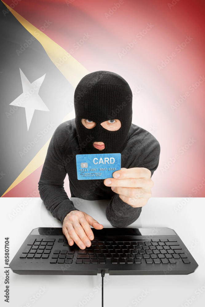 Cybercrime concept with national flag on background - East Timor Cybercrime concept with national flag on background - East Timor