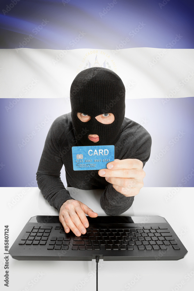 Cybercrime concept with national flag on background - El Salvador Cybercrime concept with national flag on background - El Salvador