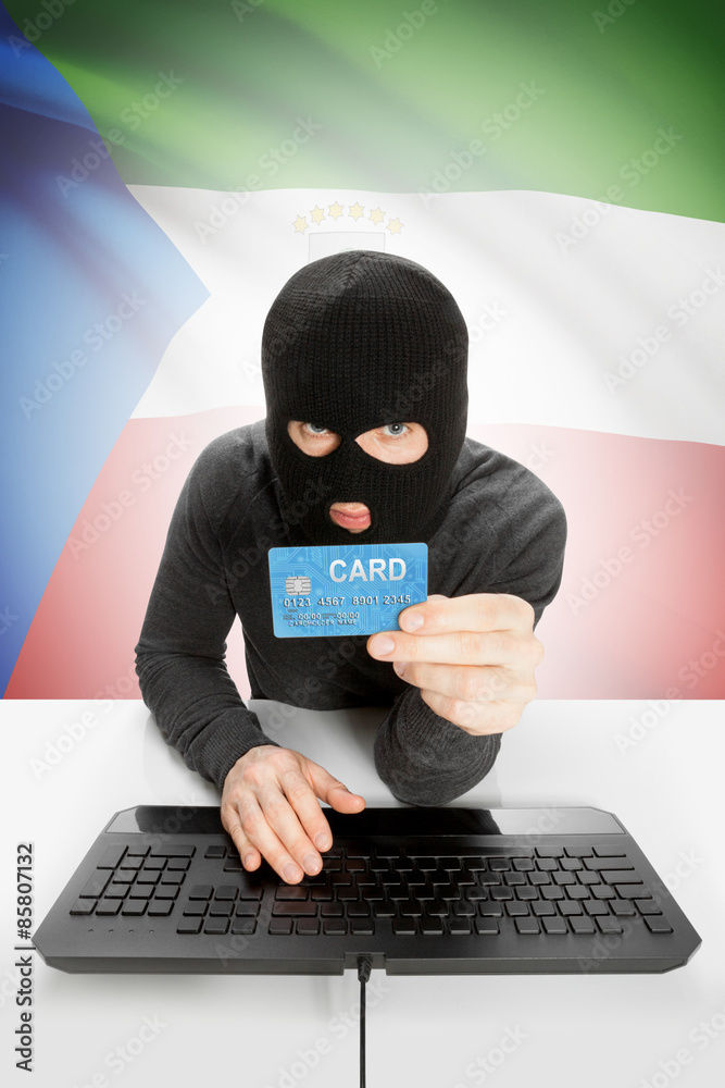 Cybercrime concept with national flag on background - Equatorial Guinea Cybercrime concept with national flag on background - Equatorial Guinea