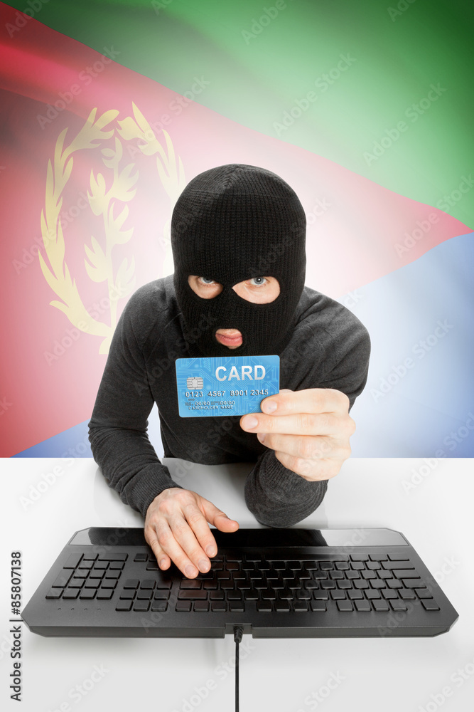 Cybercrime concept with national flag on background - Eritrea Cybercrime concept with national flag on background - Eritrea